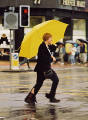 Photographs by Peter Stubbs  -  Edinburgh  -  August 2002  -  Princes Street at the Foot of the Mound in wet weather