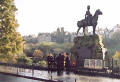Photograph by Peter Stubbs  -  Edinburgh  -  November 2002  -  Royal Scots Greys statue and the Old Town of Edinburgh