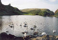 Photograph by Peter Stubbs  -  Edinburgh  -  NOvember 2002  -  Looking to the south-west across St Margaret's Loch towards St Anthony's Chapel in Queen's Park