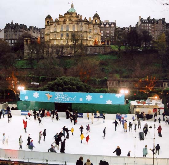 Photograph by Peter Stubbs  -  Edinburgh  -  December 2002  -  The Ice Skating Rink in East Princes Street Gardens
