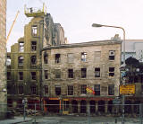 Photographs by Peter Stubbs  -  Edinburgh  -  December 2002  -  Fire in the Old Town of Edinburgh  -  Dismantling the wall in Cowgate