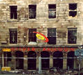 Photograph by Peter Stubbs  -  Edinburgh  -  December 2002  -  Fire in the Old Town of Edinburgh  -  The Gilded Balloon frontage