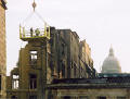 Photographs by Peter Stubbs  -  Edinburgh  -  December 2002  -  Fire in the Old Town of Edinburgh  -  Dismantling wall in Cowgate (close-up)