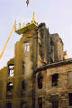 Photographs by Peter Stubbs  -  Edinburgh  -  December 2002  -  Fire in the Old Town of Edinburgh  -  Dismantling the wall in the Cowgate