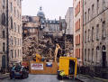 Photogarph by Peter Stubbs  -  Edinburgh  -  December 2002  -  Fire in the Old Town of Edinburgh  -  after the collapse of the Cowgate wall