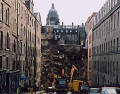 Photograph by Peter Stubbs  -  Edinburgh  -  December 2002  -  Fire in the Old Town of Edinburgh  -  after the collapse of the wall iin the Cowgate