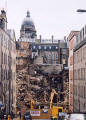 Photograph by Peter Stubbs  -  Edinburgh  -  December 2002  -  Fire in the Old Town of Edinburgh  -  after the collapse of the Cowgate wall