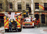Photograph by Peter Stubbs  -  Edinburgh  -  December 2002  -  Fire in the Old Town of Edinburgh  -  Gilded Balloon in the Cowgate