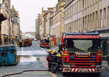Photograph by Peter Stubbs  -  Edinburgh  -  December 2002  -  Fire in the Old Town of Edinburgh  -  The South Bridge