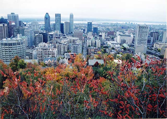 Looking south-east over the City from the esplanade outside Chalet de la Montagne, Parc Mont-Royal, Montreal