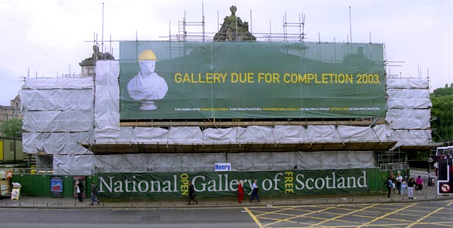 The Royal Scottish Academy  -  Frontage facing Princes Street draped in preparation for work on the Playfair Project.
