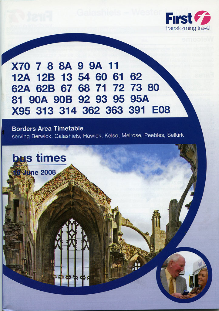 Photograph of Bandstand at Bo'ness on the cover of a First Bus Timetable, Falkirk Area