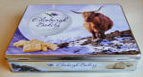 A tin for shortbread, sold at Christmas 2011 by Edinburgh Bakery, featuring my photo of a highland cow near Crianlarich