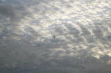 Sky over Silverknowes, Edinburgh  -  with plane approaching Edinburgh Airport