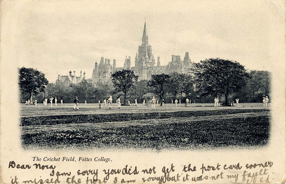 Postcard by an unidentified publisher  -  Fettes College  -  The Cricket Field  -  Enlarged Picture