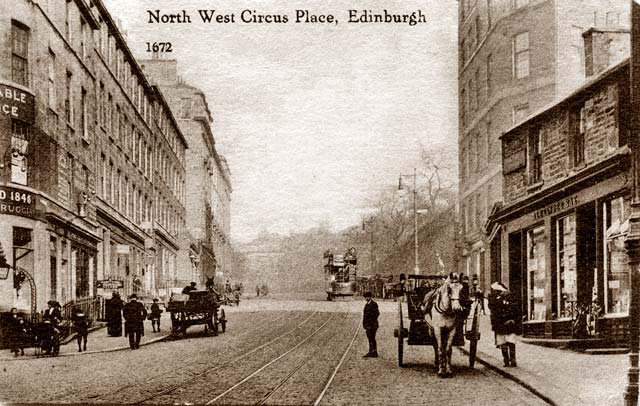 Caledonia Series Postcard by an unidentified publisher  -  North West Circus Place, Stcokbridge, Edinburgh