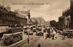 Heavy traffic at the West End of Princes Street  -  A glossy sepia postcard from an unidentified publisher