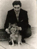 Matt Rooney, aged 28,  with his landlady's dog