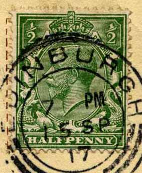 Halfpenny stamp on postcard posted 1917