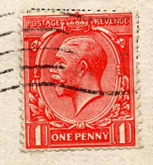 Penny stamp on a postcard posted 1927