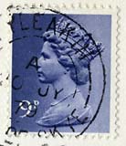 Queen Elizabeth II stamp  -  9p