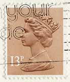 Queen Elizabeth II stamp  -  13p