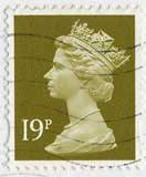 Queen Elizabeth II stamp  -  19p