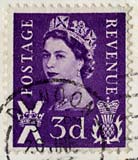 Queen Elizabeth II  -  Scottish stamp  -  3d