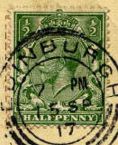 Halfpenny stamp on postcard posted 1917
