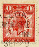 Penny stamp on a postcard posted 1929