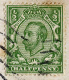 Enlargement of a King George V stamp on a postcard  -  1913