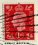 Penny stamp -  red  -  KIng George VI