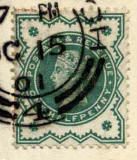 Halfpenny stamp on a postcard posted 1901