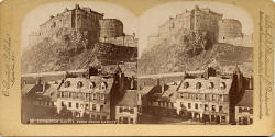 A Stereo View by C Bierstadt of Edinburgh Castle from the Grassmarket