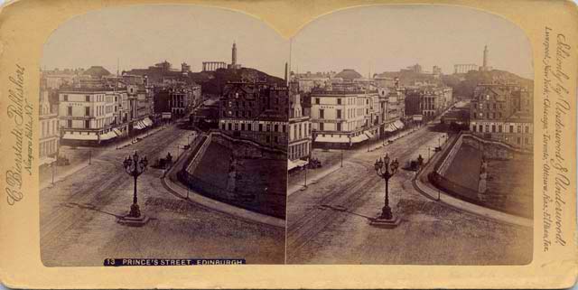 A Stereo View by C Bierstadt of Princes Street looking east from the Scott Monument
