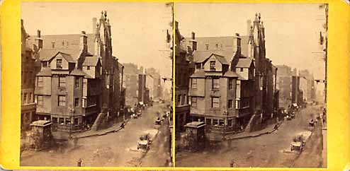 Stereoscopic View by Archibald Burns  -  John Knox House in the Royal Mile
