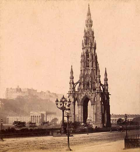 Enlargement of Archibald Burns stereo card  -  The Sir Walter Scott Monument
