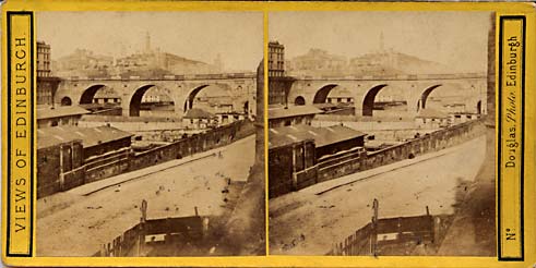 Stereo view by Douglas  -  View towards Calton Hill and Edinburgh Jail