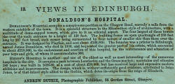 Description on the back of a Stereo View of Donaldson's Hospital  -  by Andrew Duthie, Glasgow