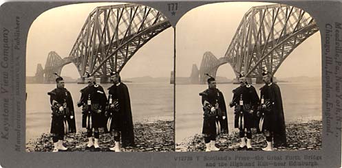 Stereo views by Keystone View Company  - The Forth Bridge and Pipers by Keystone View Company