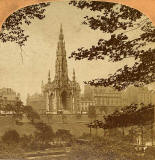 Enlargement of a stereoscopic view by BW Kilburn  -  The Scott Monument from Princes Street Gardens