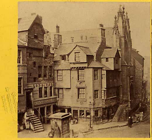 Enlargement from a stereo View by Lennie - John Knox Houes in the Royal Mile, Edinburgh