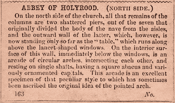 Text on the back of a McGlashon Scottish Stereograph  -  Holyrood Abbey (North Side)