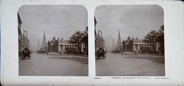 One half of a Stereo View of Princes Street by Rotary Photo EC.  Early-1900s