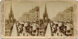 Stereo View by Strohmeyer & Wyman  -  Published by Underwood & Underwood - Princes Street  -  Looking to the west towards the Scott Monument from Waverley
