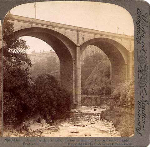 Stereo View of Dean Bridge over the Water of Leith  -   Underwood & Underwood