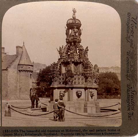 Enlargement from a Stereo View of the Fountain at Holyrood Palace  -  Underwood & Underwood