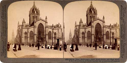 Stereo View of St Giles Cathedral in the Royal Mile  -  Underwood & Underwood