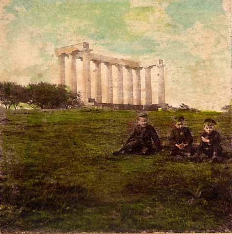 Enlargement from stereo view of the National Monument on Calton Hill, Edinburgh  -  Universal Stereoscopic View Company