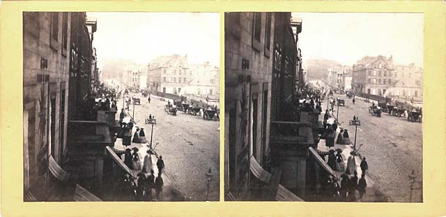 GW Wilson stereo card - Princes Street  -  An instantaneous view taken in 1859